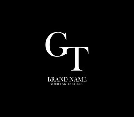 GT letter logo. Alphabet letters Initials Monogram logo. background with black