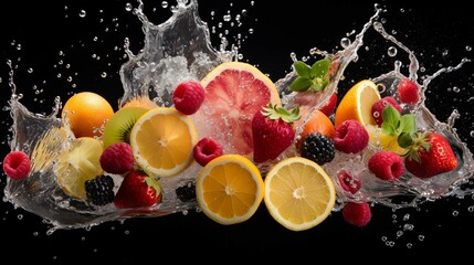 fruit splash isolated