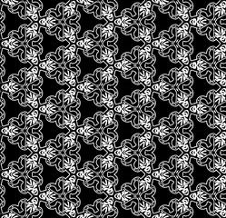 Black and white seamless abstract pattern. Background and backdrop. Grayscale ornamental design. Mosaic ornaments. Vector graphic illustration. EPS10.
