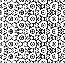 Black and white seamless abstract pattern. Background and backdrop. Grayscale ornamental design. Mosaic ornaments. Vector graphic illustration. EPS10.
