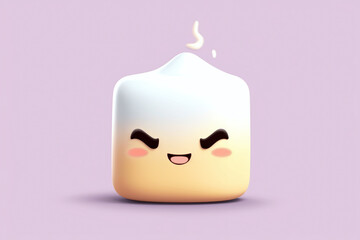Cheerful marshmallows on a pink background. Marshmallow character design. sweet marshmallows for hot cocoa.
