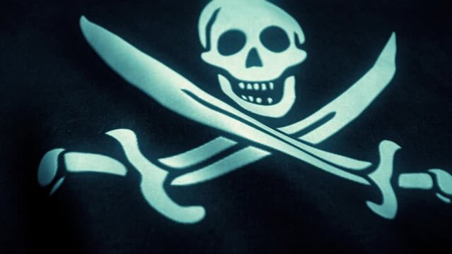 The Pirate flag waving in a loop mode. Perfect footage for any background or led-wall. Apple ProRes 4444, 16-bit. 