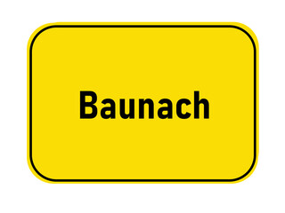 German yellow town entrance sign Baunach

