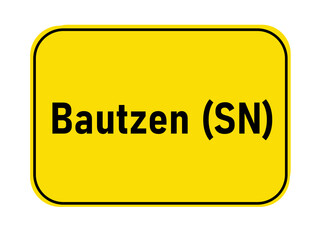 German yellow town entrance sign Bautzen SN


