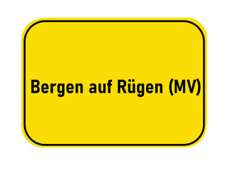 German yellow town entrance sign Bergen auf Rügen MV
