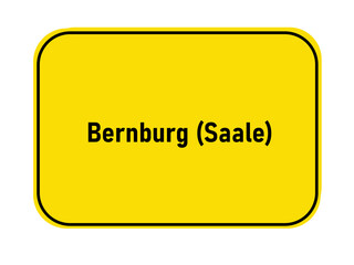 German yellow town entrance sign Bernburg Saale
