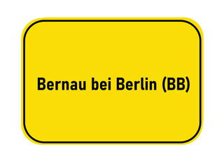 German yellow town entrance sign Bernau bei Berlin BB

