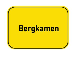 German yellow town entrance sign Bergkamen


