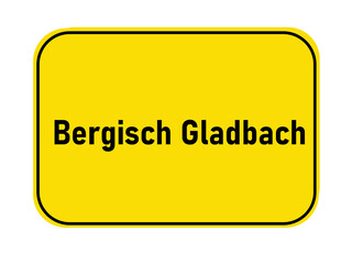 German yellow town entrance sign Bergisch Gladbach

