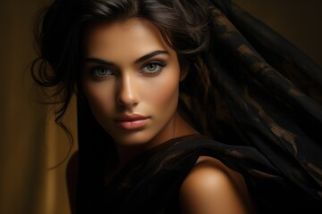 Fototapeta premium A stunning woman with captivating eyes exuding elegance and allure.
