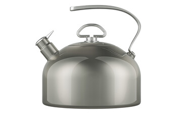 Big silver kettle, 3D rendering isolated on transparent background
