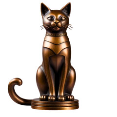 statue - bronze cat statue isolated on transparent background