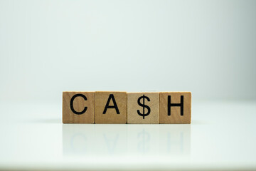 Cash word with wooden block