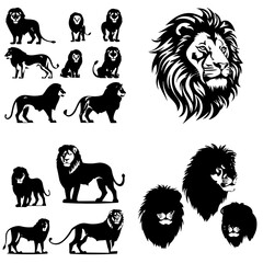 lion silhouette, lion svg, lion illustration, lion png, animal svg, animal png, clipart, horse,...