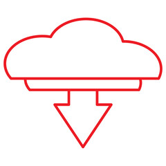 red line download icon, icon, vector, download, web, button, file, app, upload, data, illustration, symbol, sign, website, downloading, arrow, concept, shape, internet, graphic, template, interface