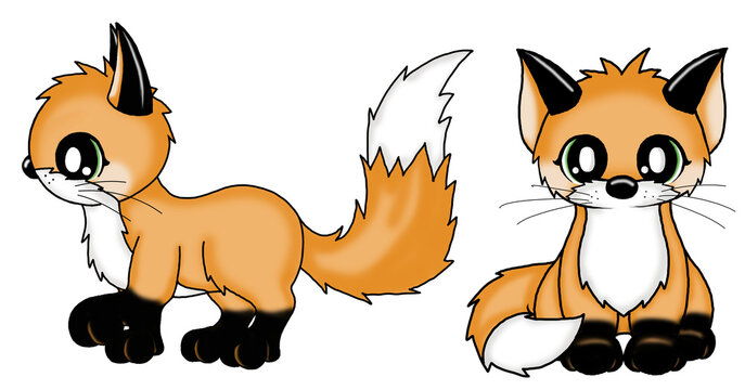 cute kawaii fox set