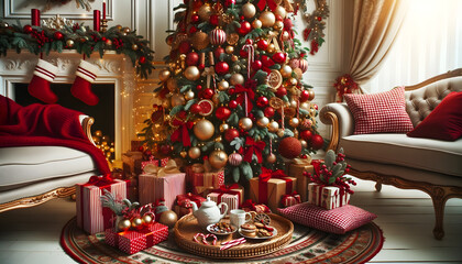 Obraz premium Christmas tree cozy christmas feeling, generative ai