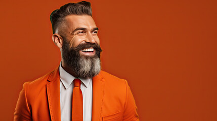 Fototapeta premium portrait of a stylish bearded man, generative ai