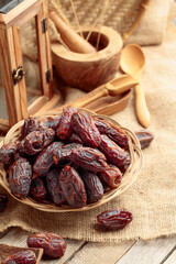 Dates fruits on a kitchen table.