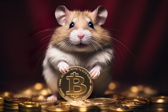 Hamster with Bitcoin. Poster tshirts.