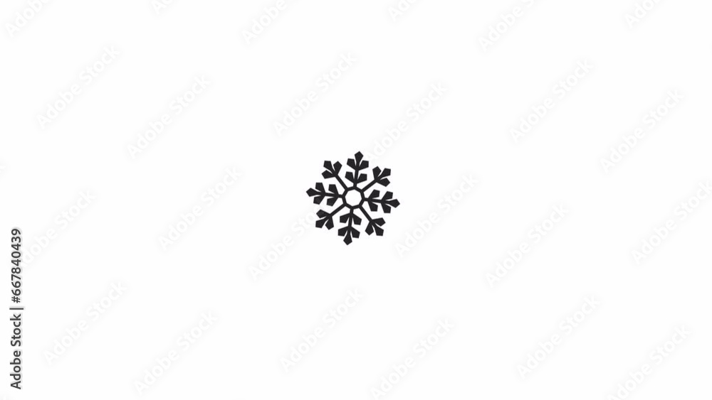 Aufkleber drop snowflake bw 2d object animation. wonderland snow flake outline cartoon 4k video, alpha channel