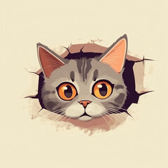 illustration of peeking cat