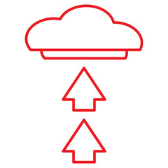 red line aplod icon, upload, icon, vector, download, web, file, website, button, arrow, cloud, computer, technology, data, app, illustration, design, internet, document, sign, flat, interface