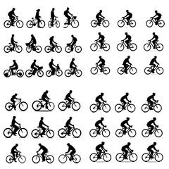 set of silhouettes of bicycles