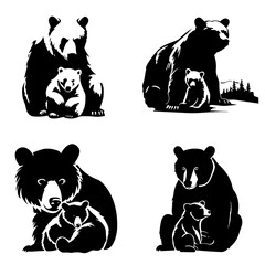 silhouettes of bears