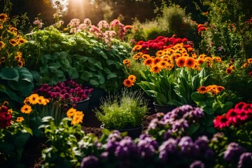An exploration of the unbelievable benefits of gardening, showcasing a lush and thriving garden brimming with colorful flowers and vibrant vegetables