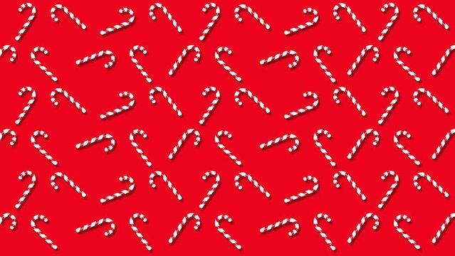 christmas bar candy pattern animation on red background