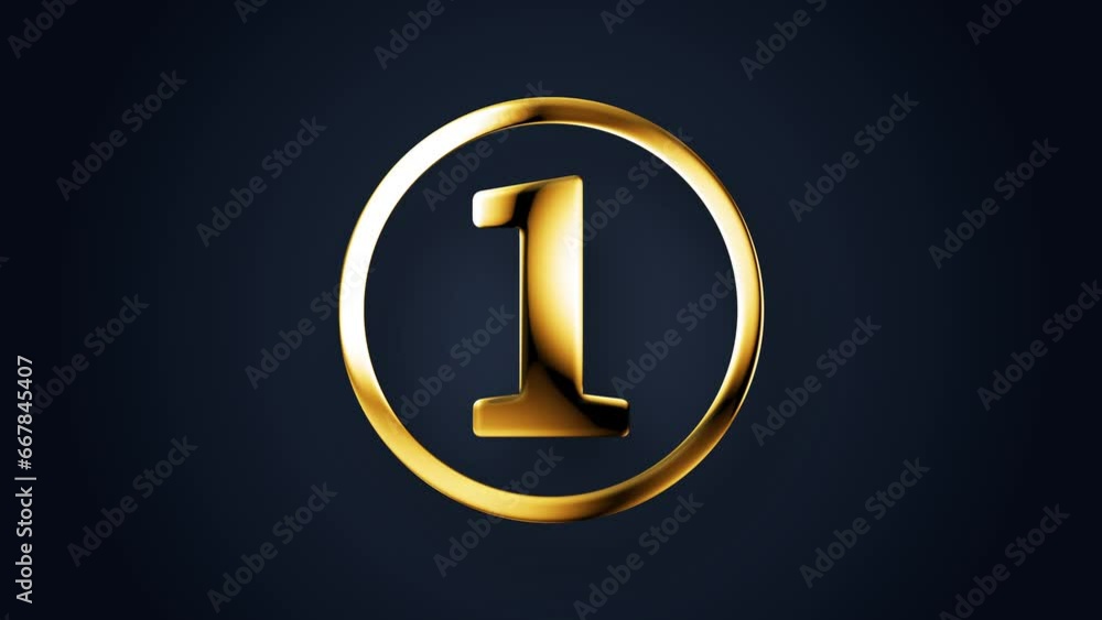 Poster luxury golden one number animation. motion text effect animation on black abstract background.