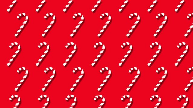 christmas bar candy pattern animation on red background