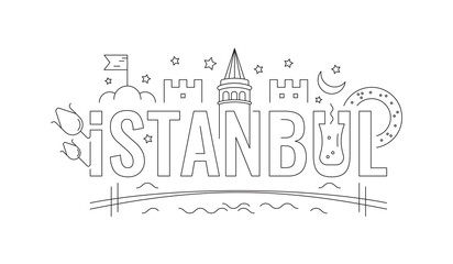 Fototapeta premium istanbul word. istanbul word concept. istanbul word and symbols