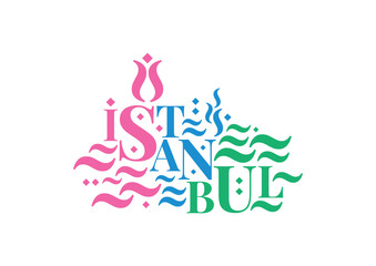 istanbul logo. tulip, istanbul and water waves. istanbul concept