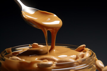 Promotional photo of peanut butter. - obrazy, fototapety, plakaty