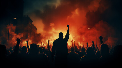 In the Heat of Dissent: Protester's Raw Emotion in the Crowd.  Ai generative