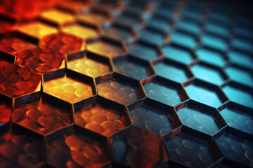 Fototapeta premium Dynamic geometric hexagonal abstract background. Futuristic and technology concept. Generative AI