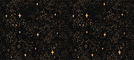 Seamless starry sky pattern. Night sky. Illustration of space.
