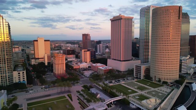 Tampa Bay Skyline at Sunset in Fall of 2023