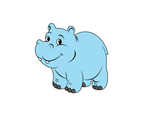 Vector illustration of cartoon hippopotamus isolated on white background