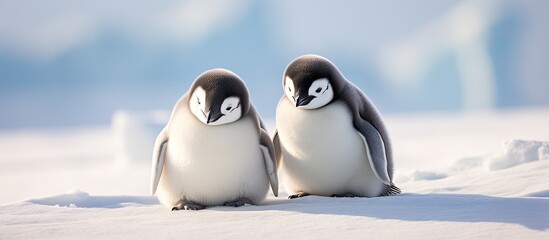 Penguin babies on the Antarctic snow