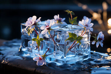 Flowers In Ice Cubes