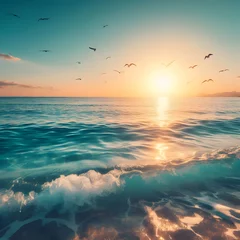 Zelfklevend Fotobehang sunset on the sea © Past0rn