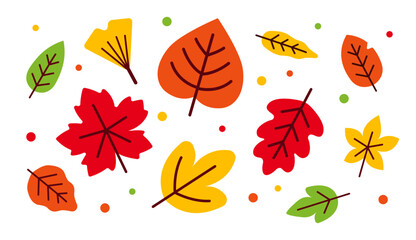 Autumn fall leaf orange red yellow fallen leaves brown nature season halloween vector set graphic design illustration art maple pattern