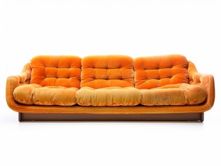Obraz premium old retro colorful sofa on isolated white background, 70s style old furniture isolated on white.
