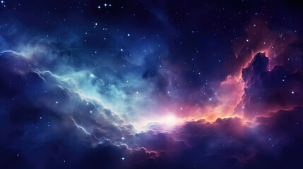 A vibrant space galaxy cloud nebula in a starry night cosmos. Perfect for astronomy and universe science themes. Supernova background wallpaper.