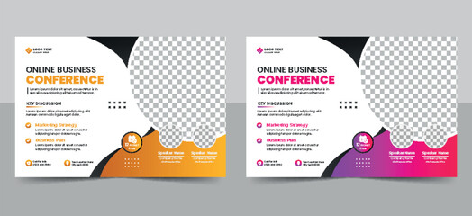 Corporate online business conference flyer template event banner layout