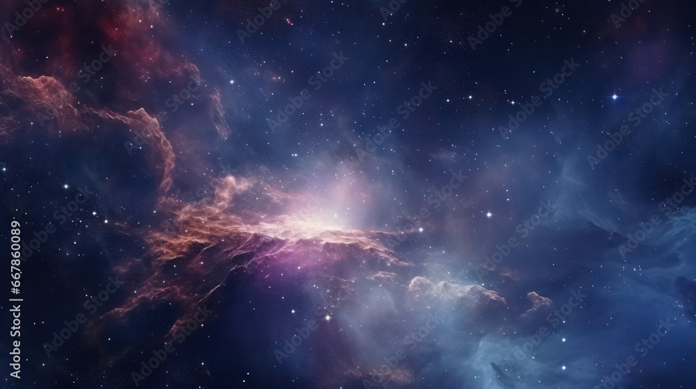 Wall mural beautiful nebula and galaxies in the night sky wonder in deep space. stunning celestial display in d