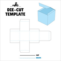 Box With Flip Lid Packaging Die Cut Template Design. 3D Mock Up. - Template Caixa de embalagem die corte modelo design. Sacola, Envelope - Caixa Cubo - Cube